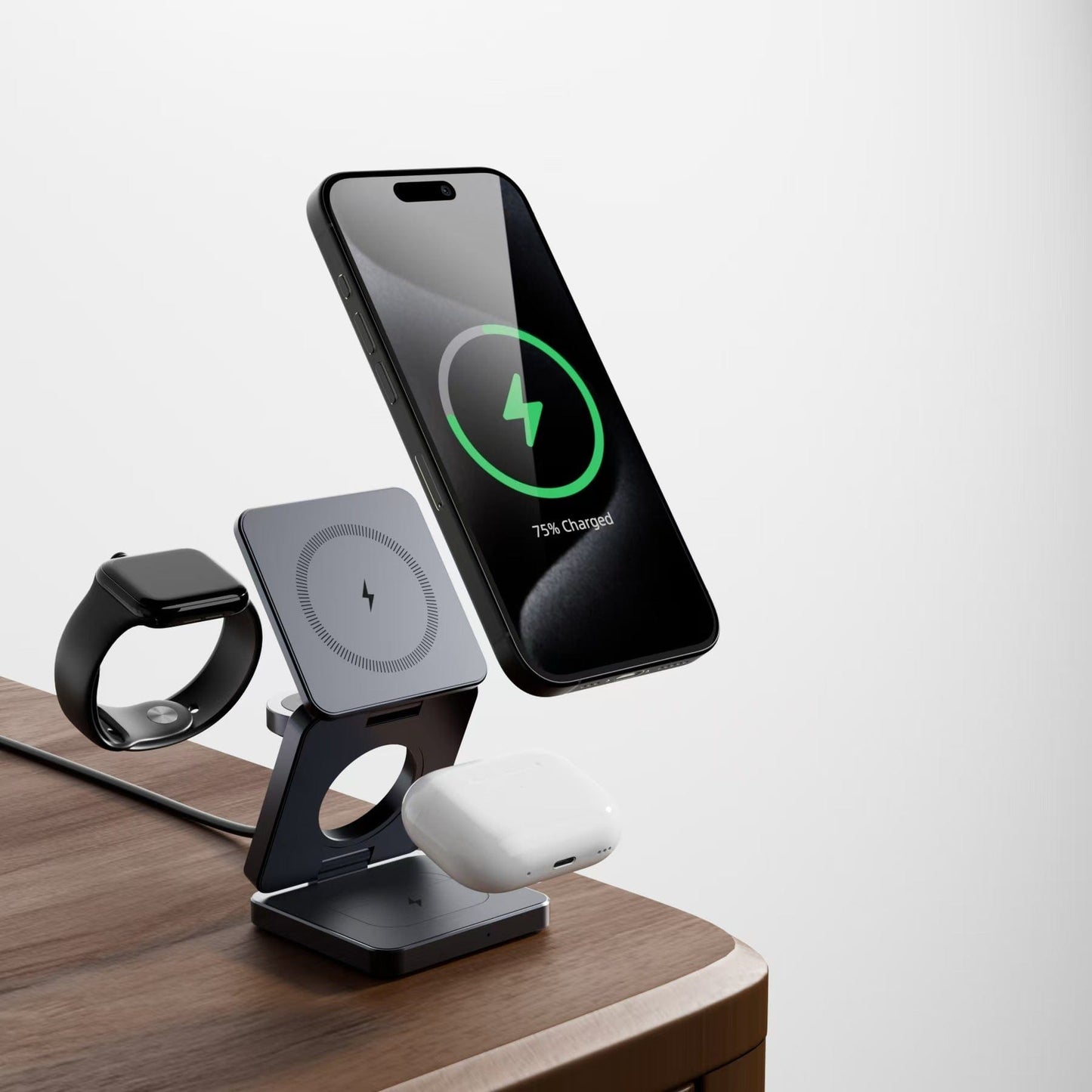 Efficiency Station: Foldable 3-in-1 Wireless Charging Station